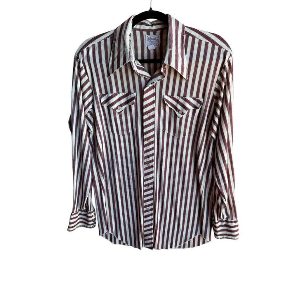 H Bar C Ranchwear Vintage Western Shirt Men's Striped Snap Button Pearl Size M